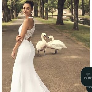David's Bridal Elegant White Lace Wedding Dress